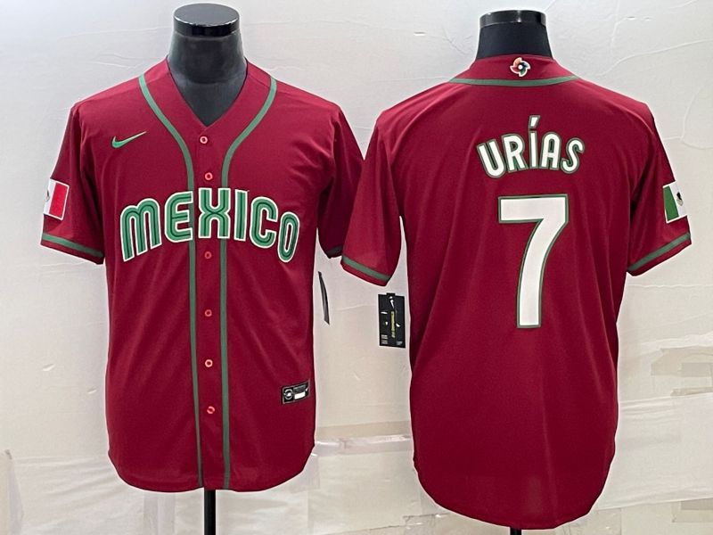 Men 2023 World Cub Mexico #7 Urias Red Nike MLB Jersey24->more jerseys->MLB Jersey